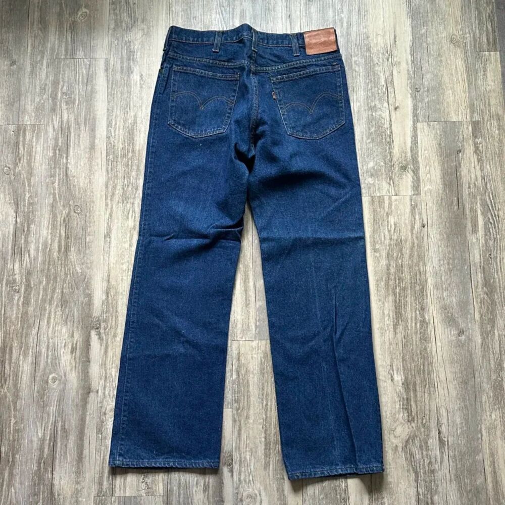 Vintage 70s Levi's Jerky Leather Tab Denim Jeans Size 34X21 43549-0217